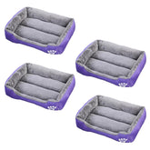 Kuber Industries Dog & Cat Bed|Super Soft Plush Top Pet Bed|Oxford Cloth Polyester Filling| Washable Dog Bed|Rectangular Cat Bed with Rise-Edge Pillow|QY036P-L|Purple(Pack of 4)
